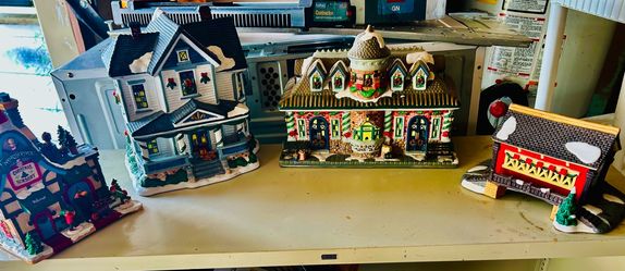 Christmas Village Houses and Covered Bridge