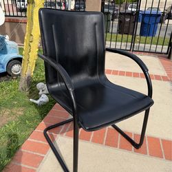 Black Vinyl Side Chair and Black Chrome Base