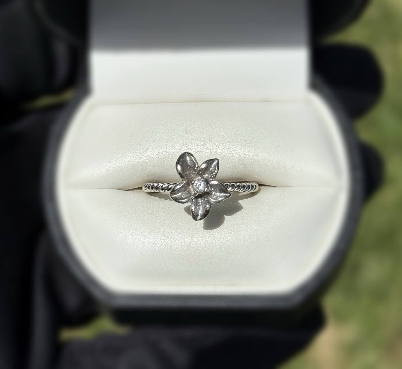 Jewelry Antique 14k solid white gold natural diamonds 0.06CTW ring flowers sz 7.00