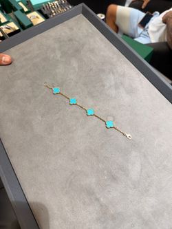 Vca 5 blue Tiffany color motif bracelet