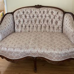 Vintage Sofa with Tufted Back and Floral Upholstery