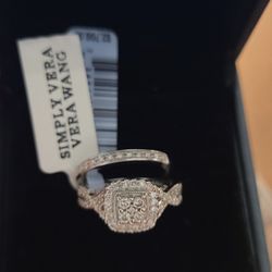 Simply Vera Vera Wang 14k Gold 1/2 Carat T.W. Diamond Square Halo Engagement Ring Set