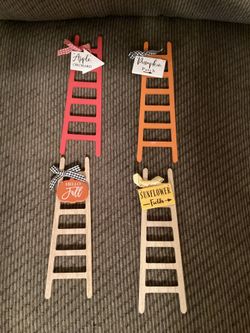 Four Fall Mini Ladders Decor