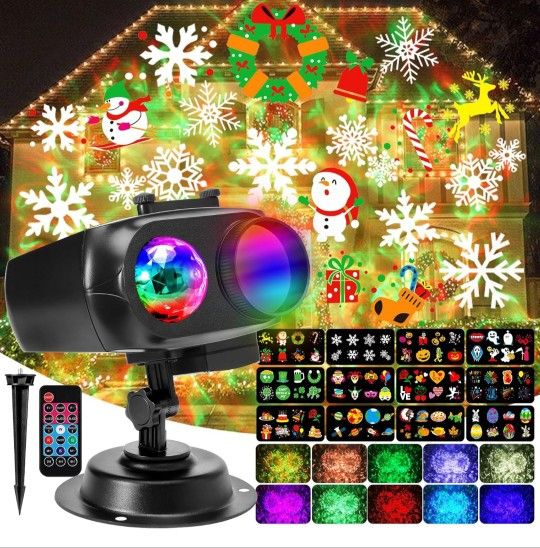 Christmas Projector Lights Outdoor, HD Effect 96 Patterns & 10 Color Ocean Wave Snowflake Projector Lights with Timer, All-in-1 Holiday. 