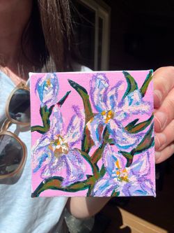 Original Art - Mixed Media Purple Orchids Floral