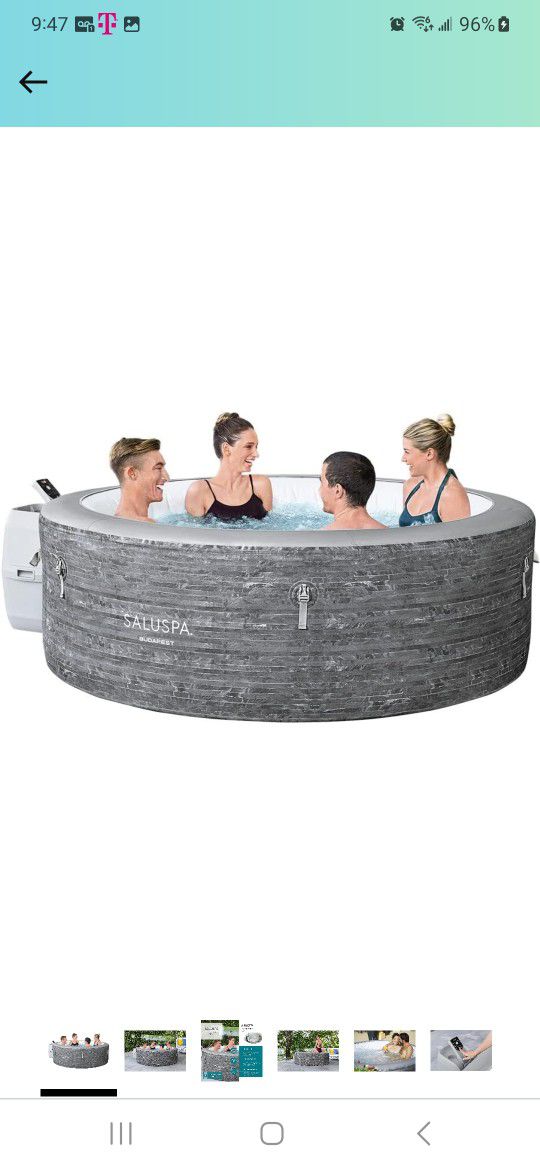 Bestway SaluSpa Budapest Inflatable Hot Tub Spa | Portable Hot Tub with Energy-Efficient Cover | Features Stone Print, Filtered Heated Water System