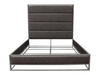Bed frame grey faux leather Queenl