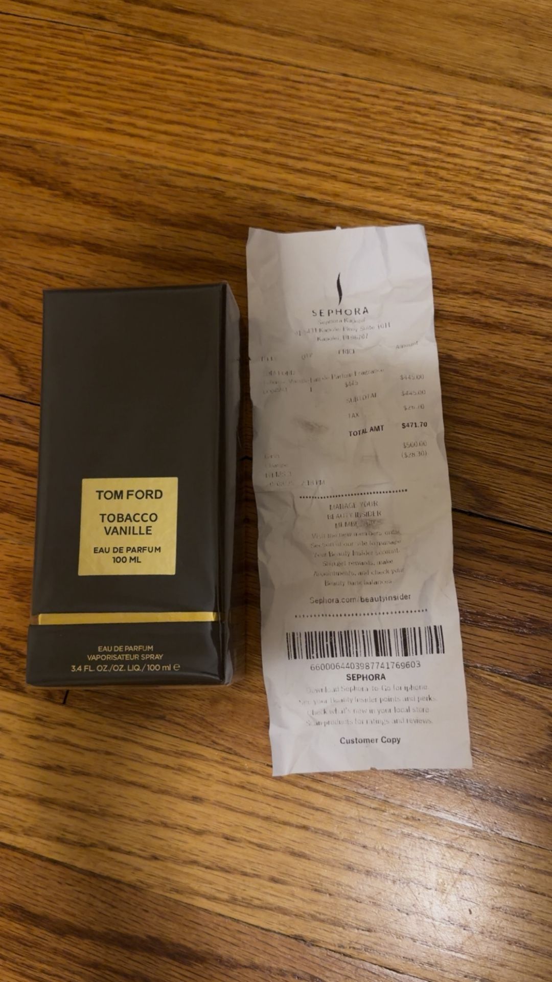 tom ford tobacco vanille 3.4 oz/100 ml sealed with receipt