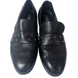 Pikolinos black studded leather loafers — estimated size 7–7.5  