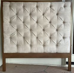 Tufted Upholstered QUEEN Headboard ONLY, Beige Tan 