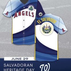 angels baseball Salvadoran El Salvador Heritage jersey - adult M or XL