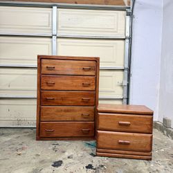 Beautiful, solid wood dresser set with  Nightstand five drawers