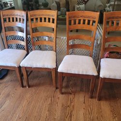 Padded wood chairs,  set of 4