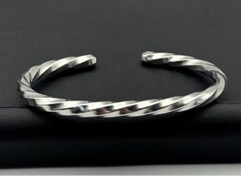 David Yurman Cable Edge Cuff Bracelet in Recycled Sterling Silver, 6.00mm