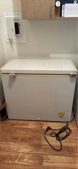 White Chest Freezer with Gold Trim