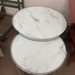 ROUND GLASS TOP  NESTING COFFEE TABLES