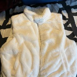 White Fluffy Puffer Vest