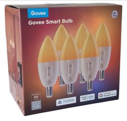 Govee Smart E12 LED Bulb 6-Pack - New RGBWW Color Changing Candelabra H600B Matter
