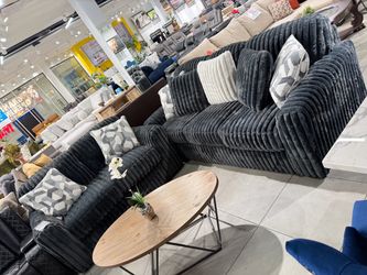Dark Grey Ribbed Fabric  Sofa Set 🔥🔥🔥