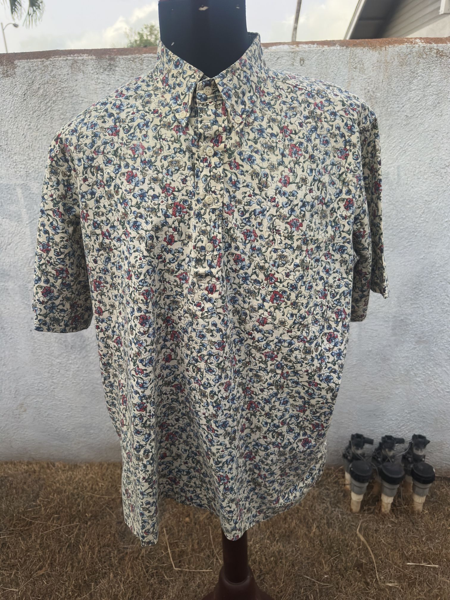 PreOwned Reyn Spooner Hawaiian Print Multicolored 3/4 Button Men's XL