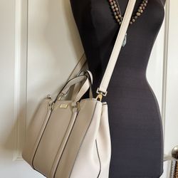 Kate Spade Medium Leather Crossbody Handbag Satchel –Beige Reg $329