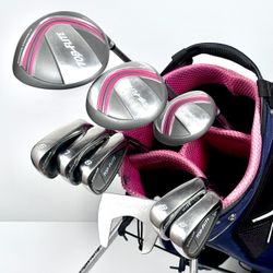 Top Flite Women's Complete 9-Piece Golf Club Set, Sun Mountain Bag Blue/Pink RH