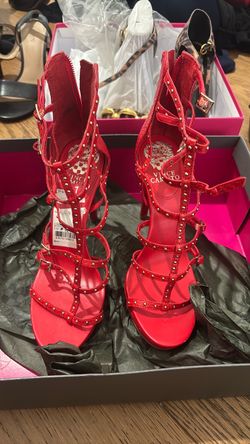 Vince Camuto Red Studded Strappy Heels