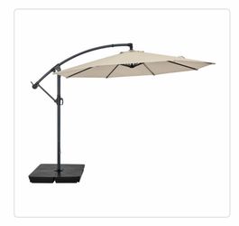 StyleWell 10 ft. Steel Cantilever Market Patio Umbrella in Putty