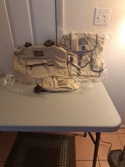Nice Brand New Set. Beige With Brown Trimming. Canvas Made.