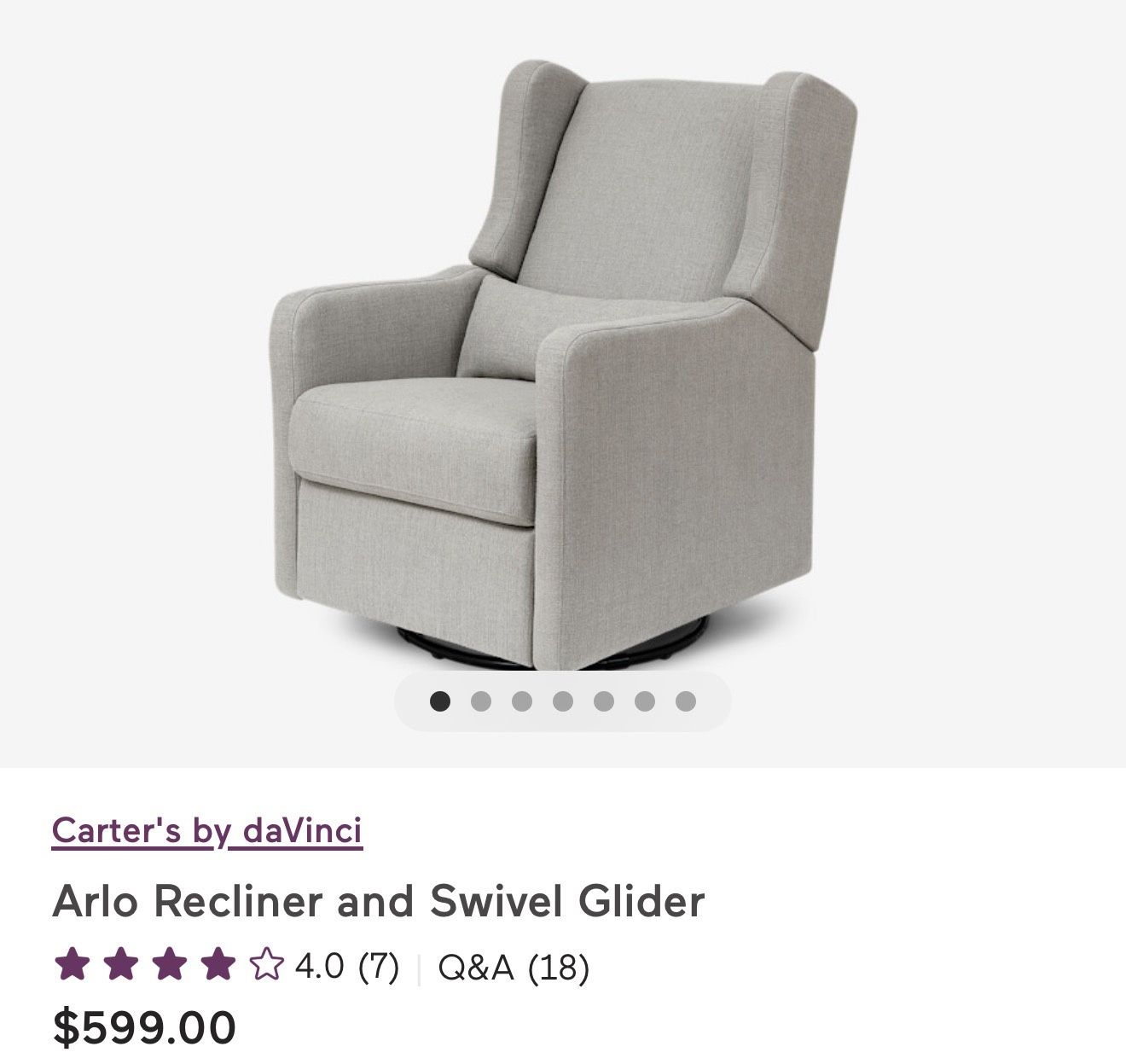 Carter’s By DaVinci Arlo Recliner Nursing Chair