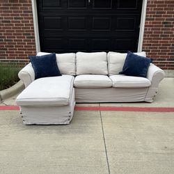 IKEA Erktorp Chaise Sofa In Beige Removable/Washable Covers