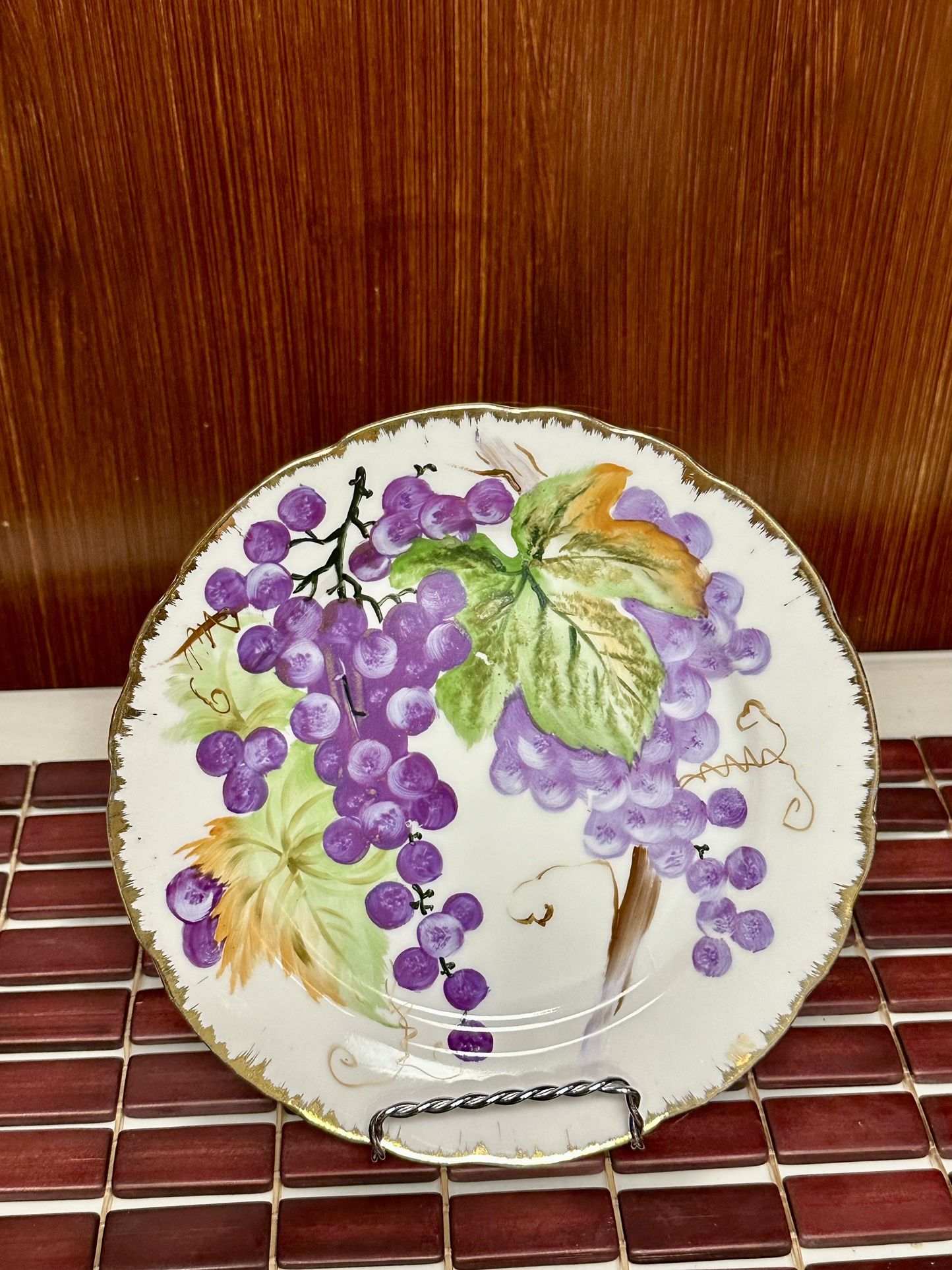 Lefton China Handpainted Grapes Plate