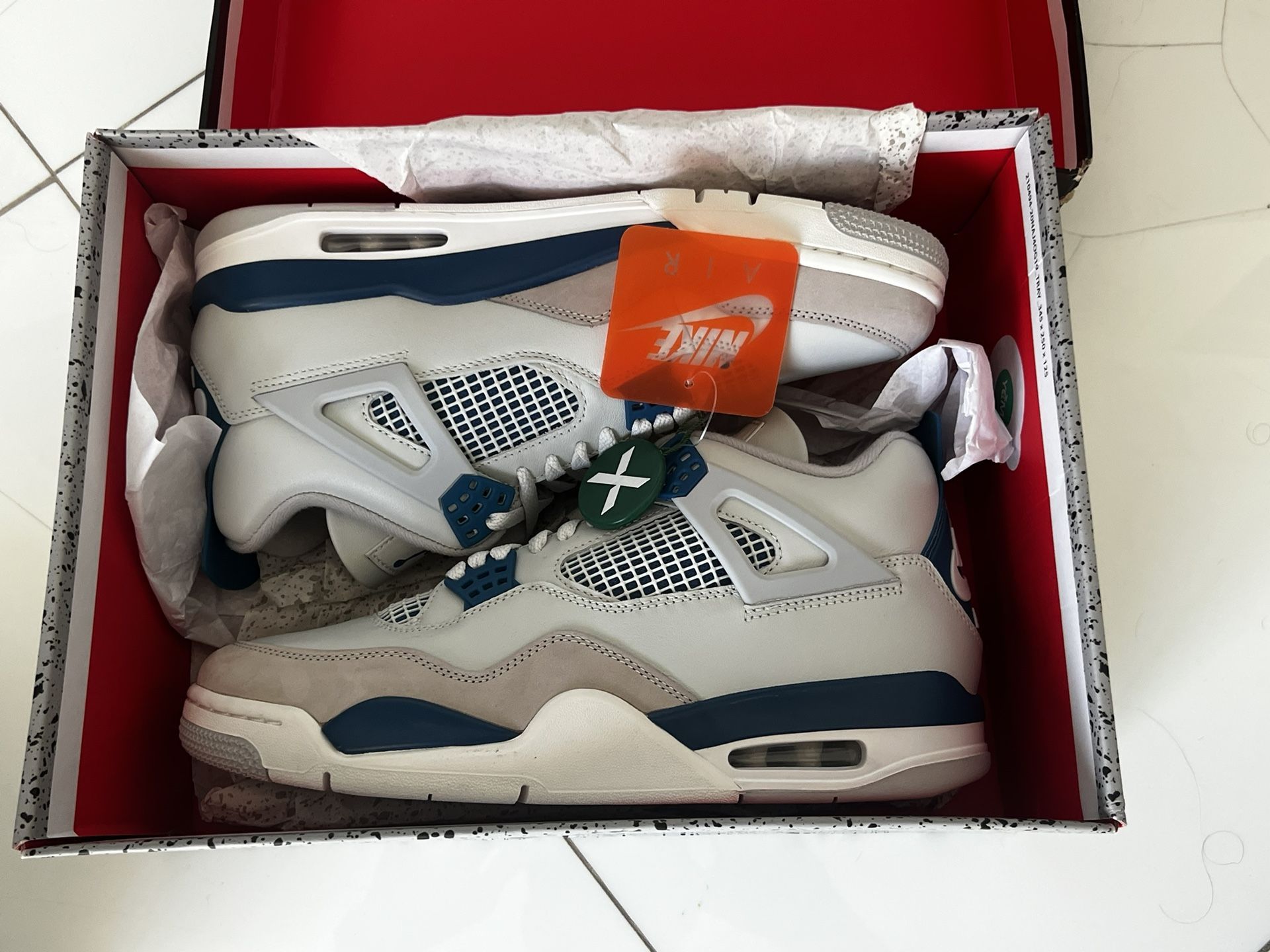 Jordan Retro 4 Nike Military Blue Off White 2024 Brand New With Box size 11