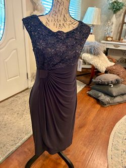 Dressbarn Charcoal Navy Lace Cocktail Dress