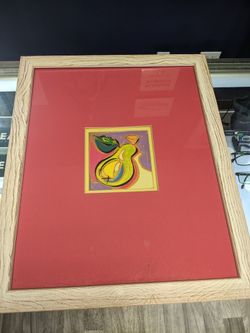 Pear Print Wall Decor On Wood Frame 22.5" x 18.5 $15