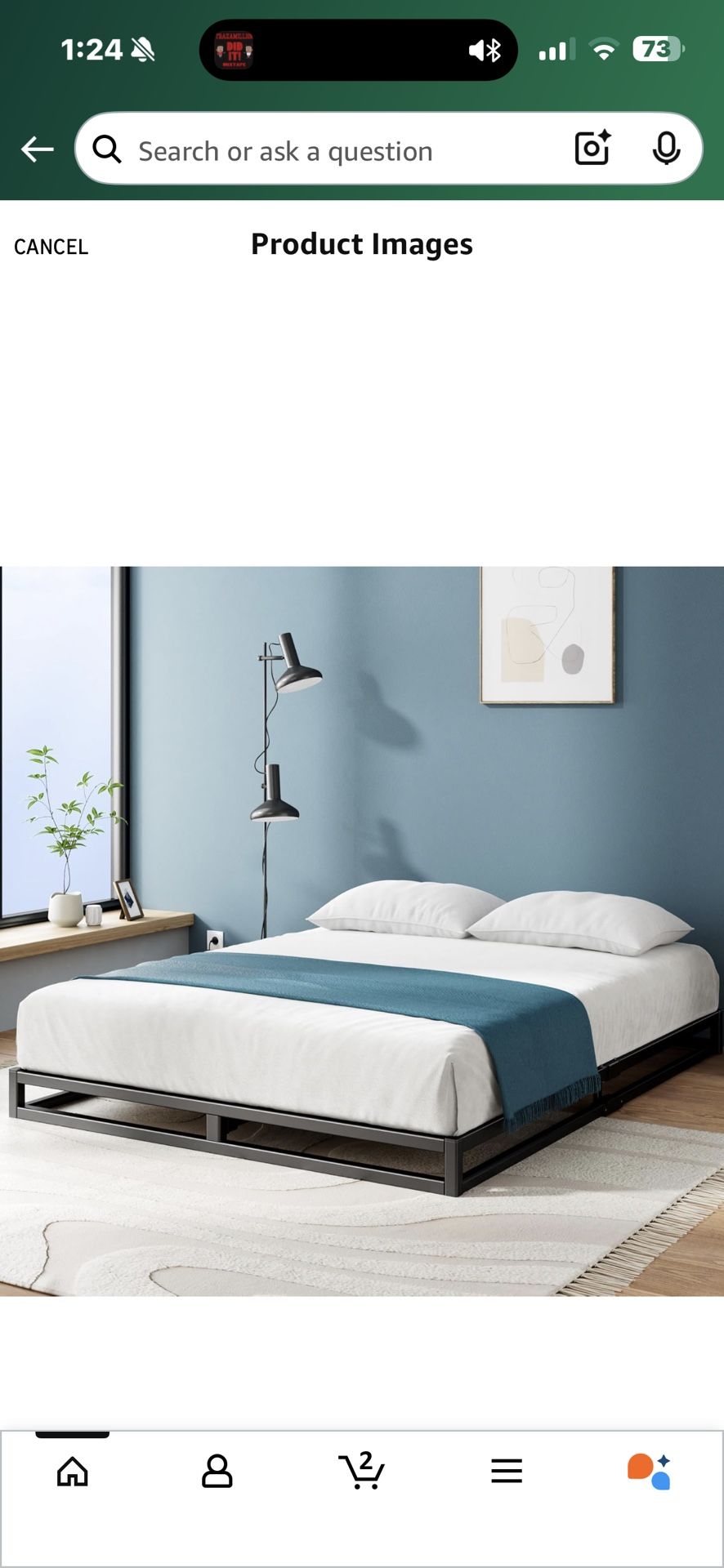 Full Metal Bed Frame With Wood Slats