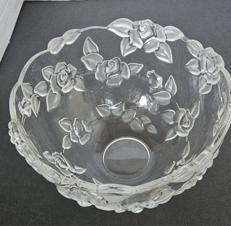 Vintage Walther Glass Carmen Satiniert Bowl 9-1/4” Floral West Germany Excellent