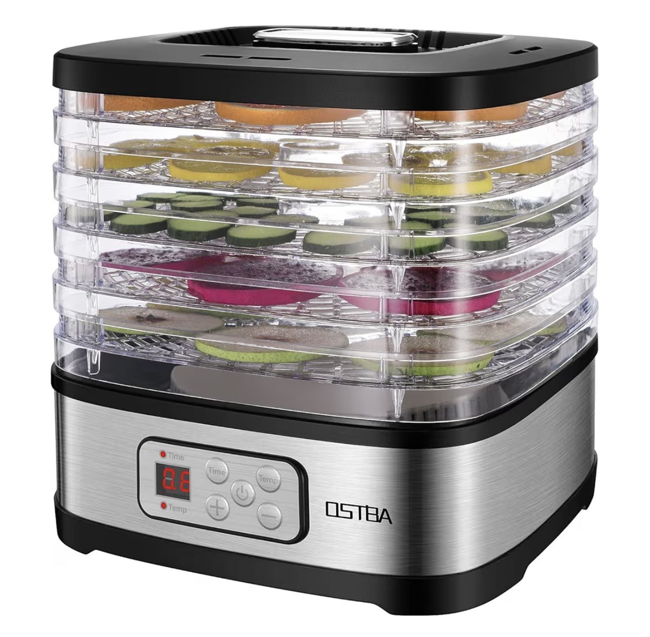 OSTBA Food Dehydrator Machine Adjustable Temperature & 72H Timer, 5-Tray Dehydrators for Food and Jerky, Fruit, Dog Treats, Herbs, Snacks, LED Display