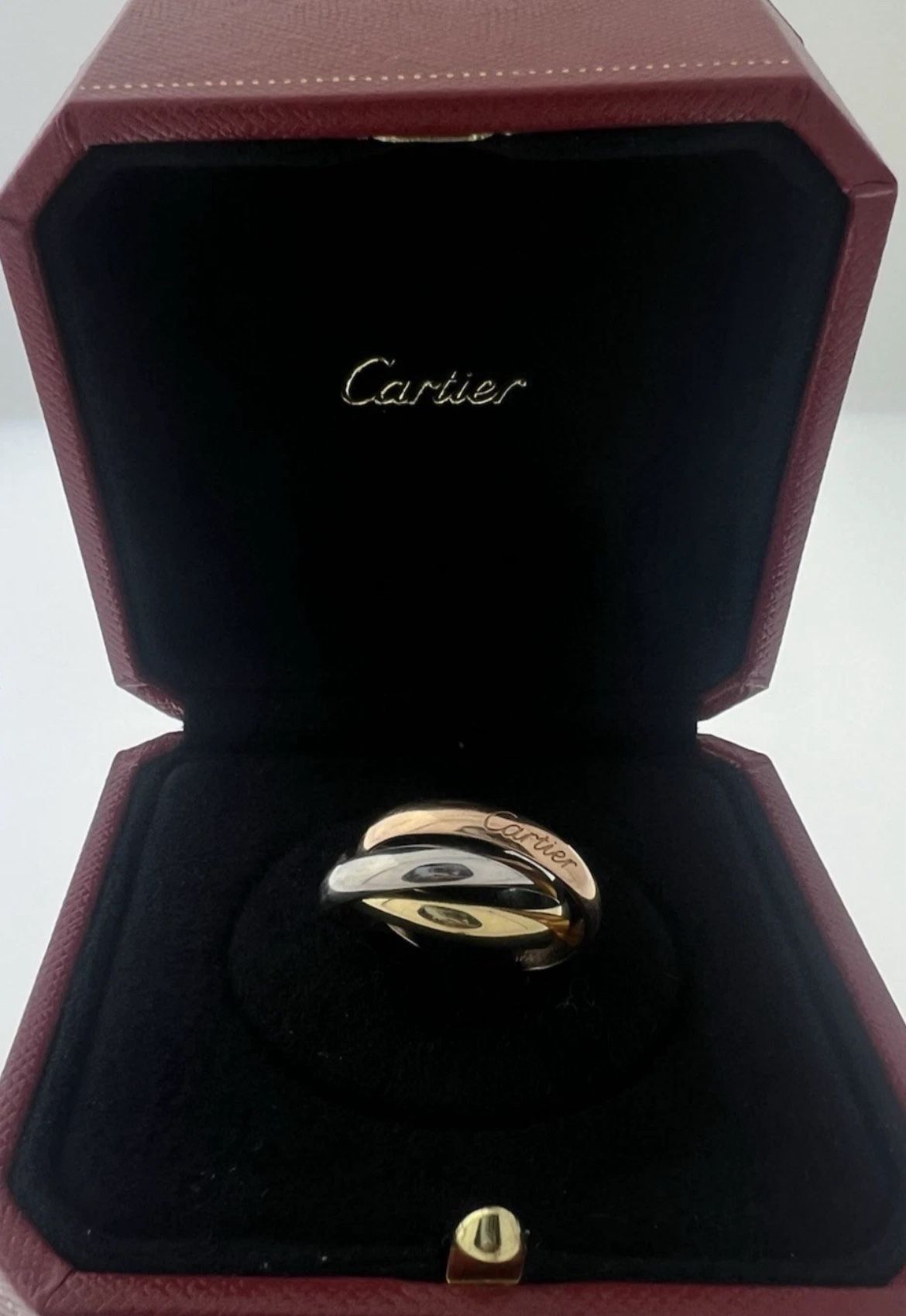 Cartier Trinity 3 band 18k White, Gold & Rose Gold Ring Sz 54