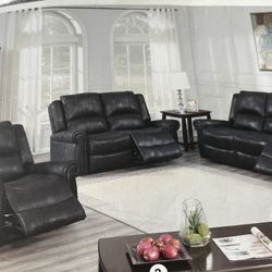 New Black Power Recliner Couch , Loveseat And Chair ! Free Delivery 🚚 ! Financing Available  !
