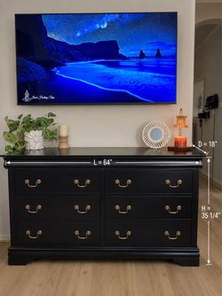 Black 8-Drawer Dresser with Brushed Brass Hardware