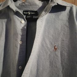 Polo Ralph Lauren Men's Dress Shirt L 16 1/2-34 Blue Long Sleeve Button Up.