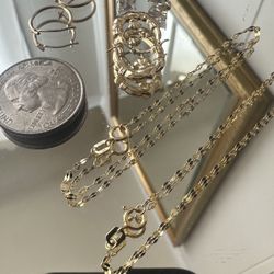 14K Gold Earrings & Bracelets Bundle – 5 Pieces $185