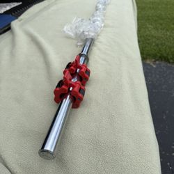 New 6’ Standard (for 1” Hole Weights) Barbell And Quick Locking Collars 
