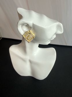 925 Sterling Silver Gold Vermeil Moissanite Statement Stud Earrings