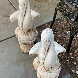 Two large seagull statues