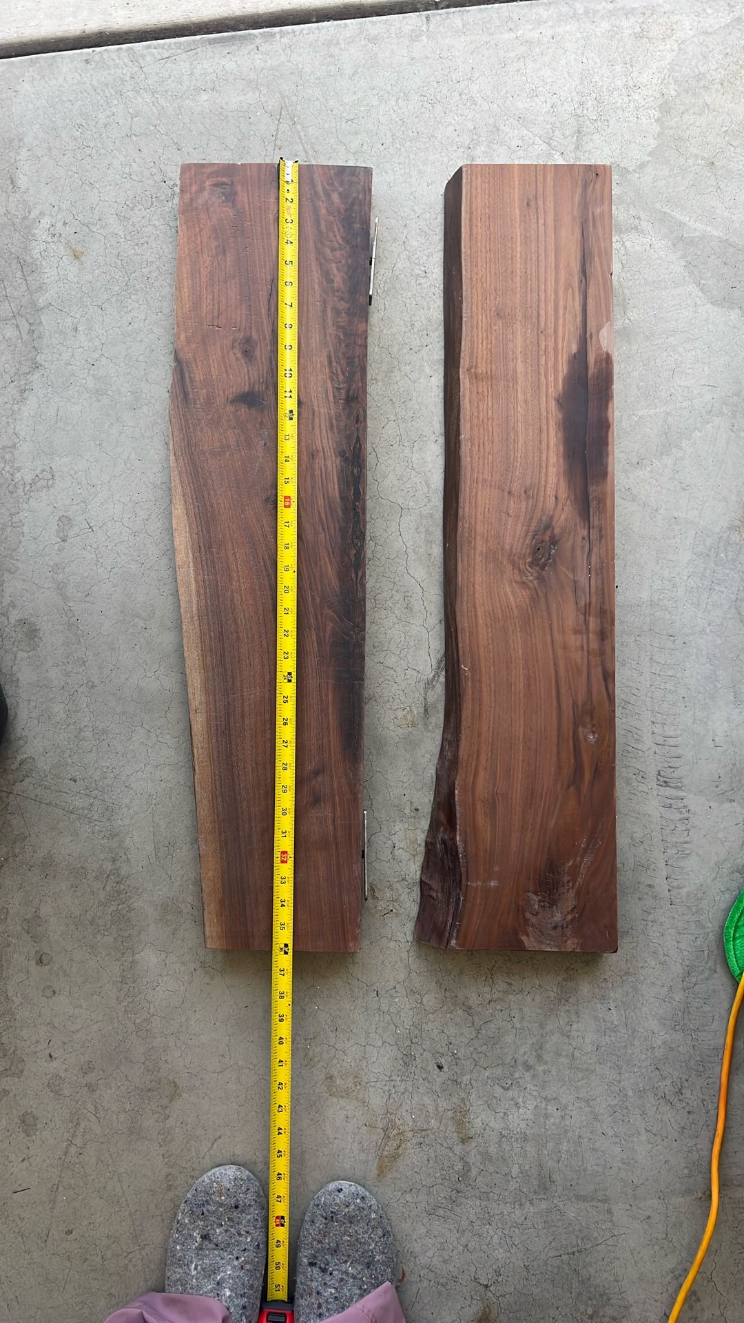 Solid Walnut Live Edge Floating Shelves