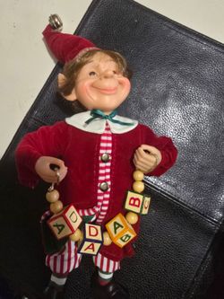 Christmas Elf Doll Set 2 with Alphabet Blocks