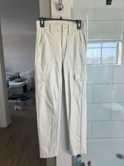 American Eagle white leather cargo pants