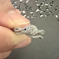 Women’s White Gold Wedding Ring And Wedding Band  Size 8